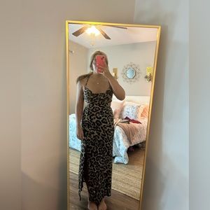 Leopard print cut out maxi dress
